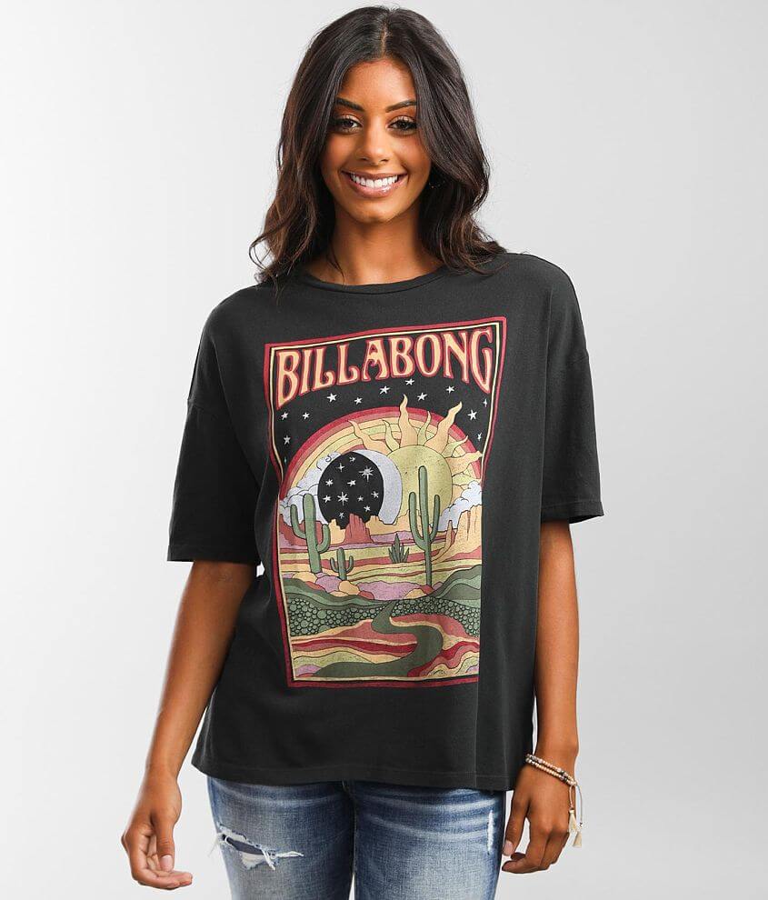 Billabong Midnight Ravers Oversized T Shirt Womens T Shirts In Off Black Buckle 