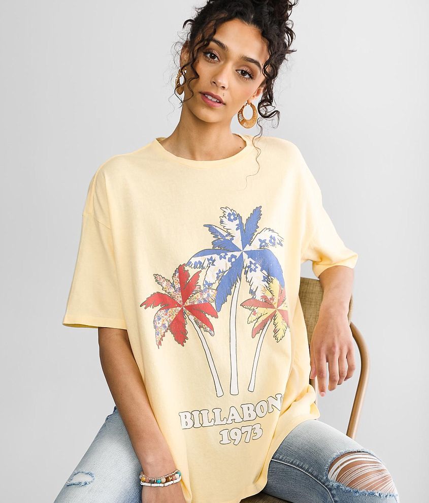 Billabong Patchwork Oversized T-Shirt - Women's T-Shirts in Buttermilk ...