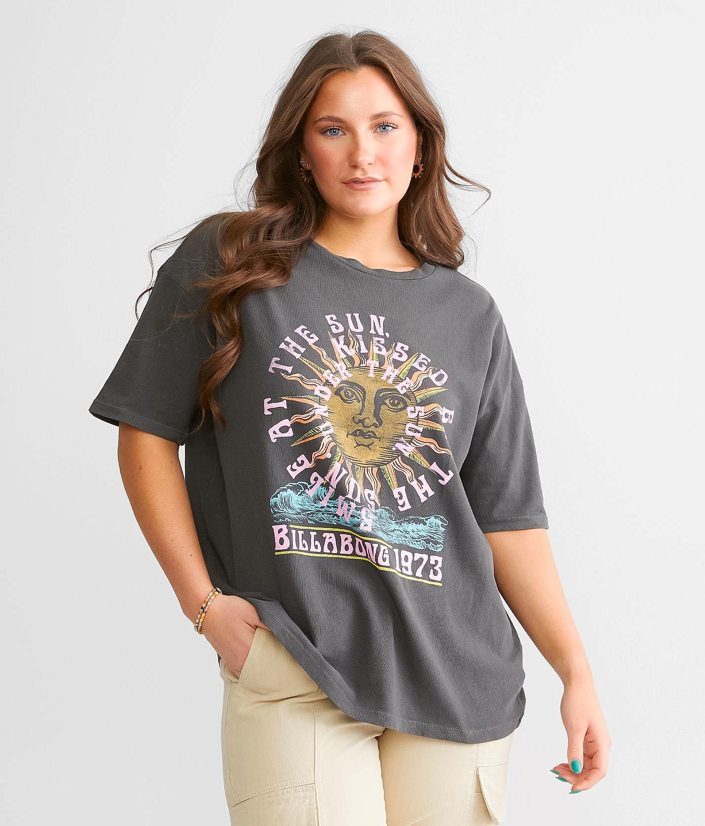 Billabong Kiss Me Oversized T-Shirt - Women's T-Shirts in Off 