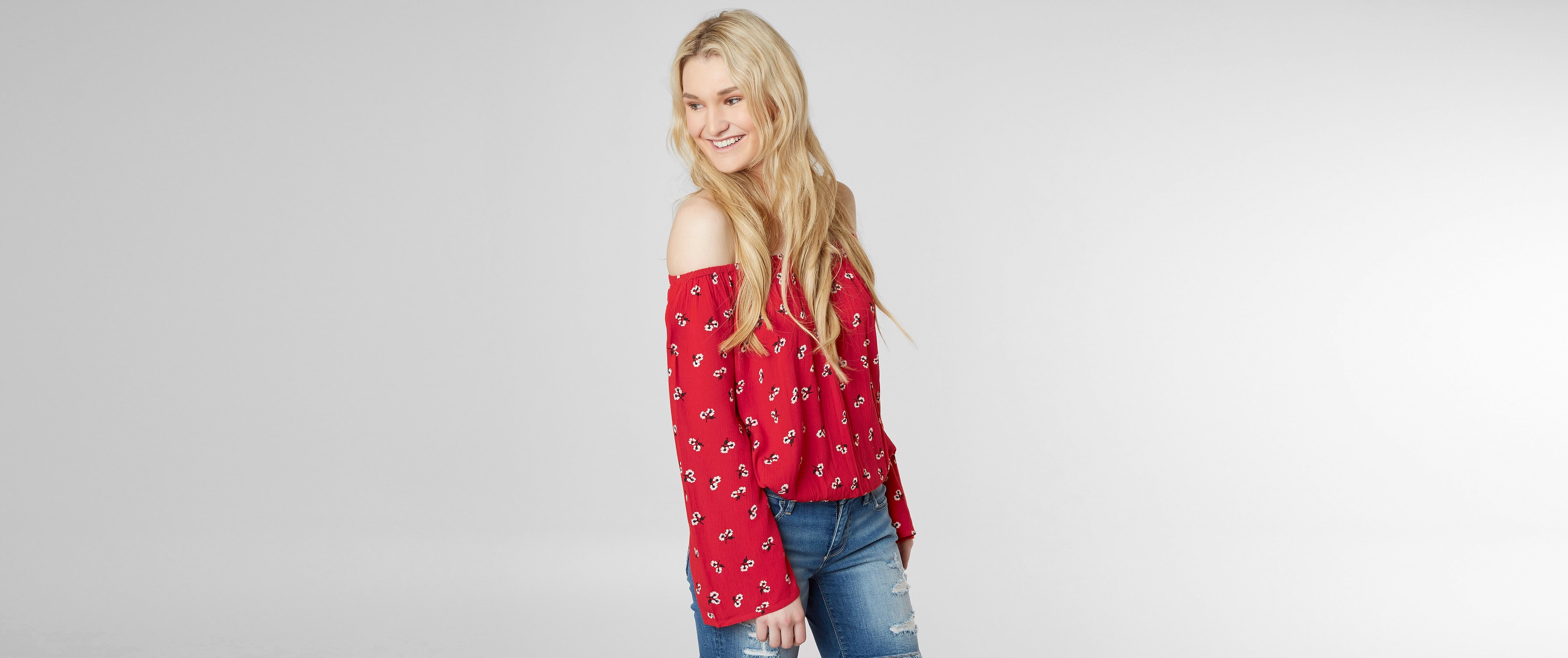 Billabong My Day Off The Shoulder Top Women s Shirts Blouses In Chili 