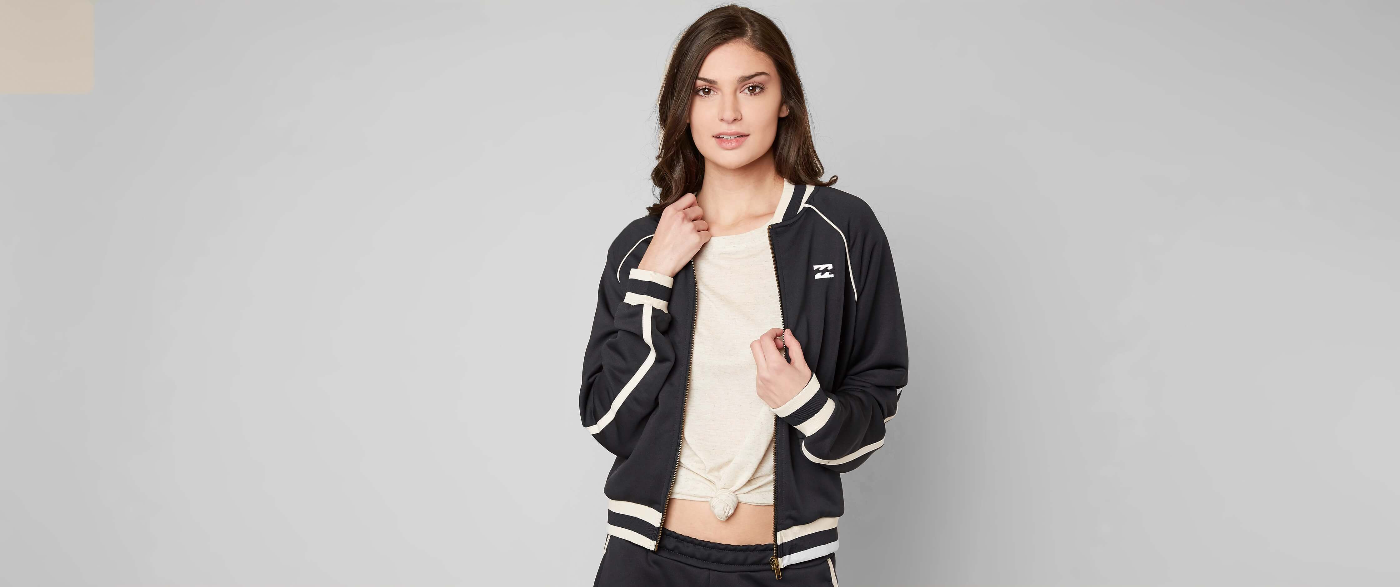 Billabong Locals Only Track Jacket Women's Coats/Jackets in Off Black