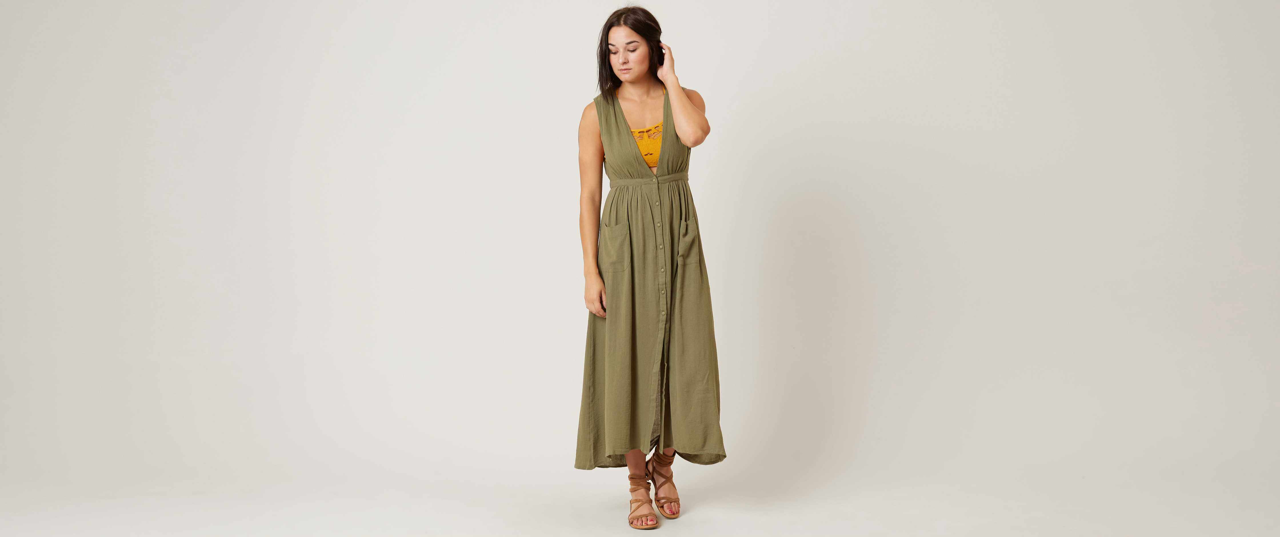 green billabong dress Celina Bottle Green Satin High-Neck Maxi Dress – Club L London main image 1