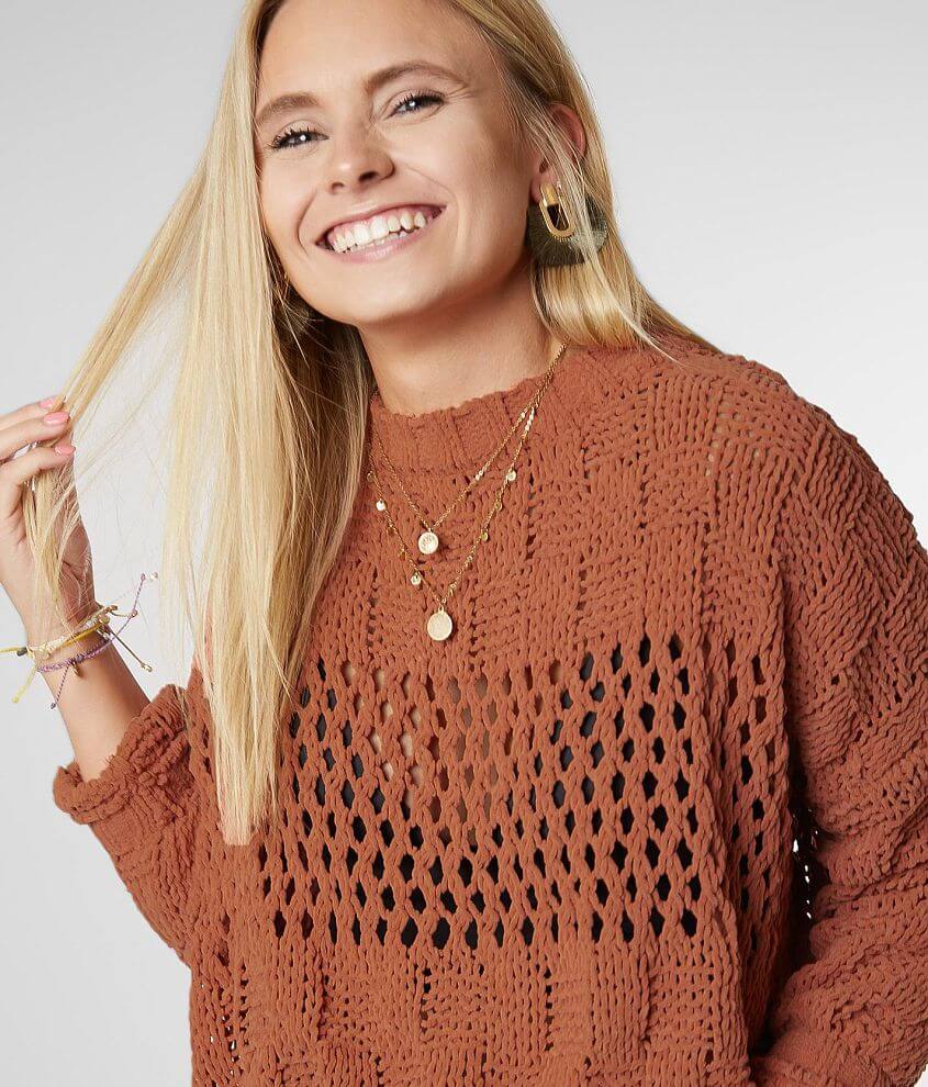 Billabong On The Horizon Cropped Chenille Sweater front view