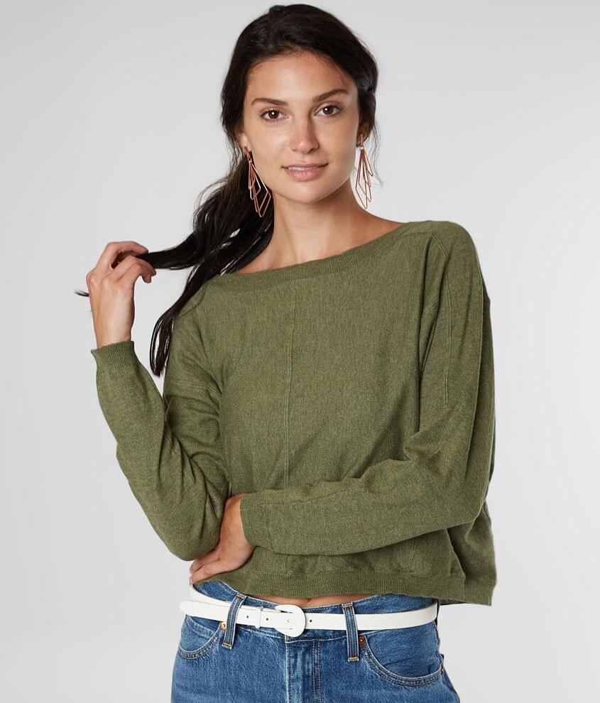Billabong No Regrets Wide Neck Cropped Sweater front view