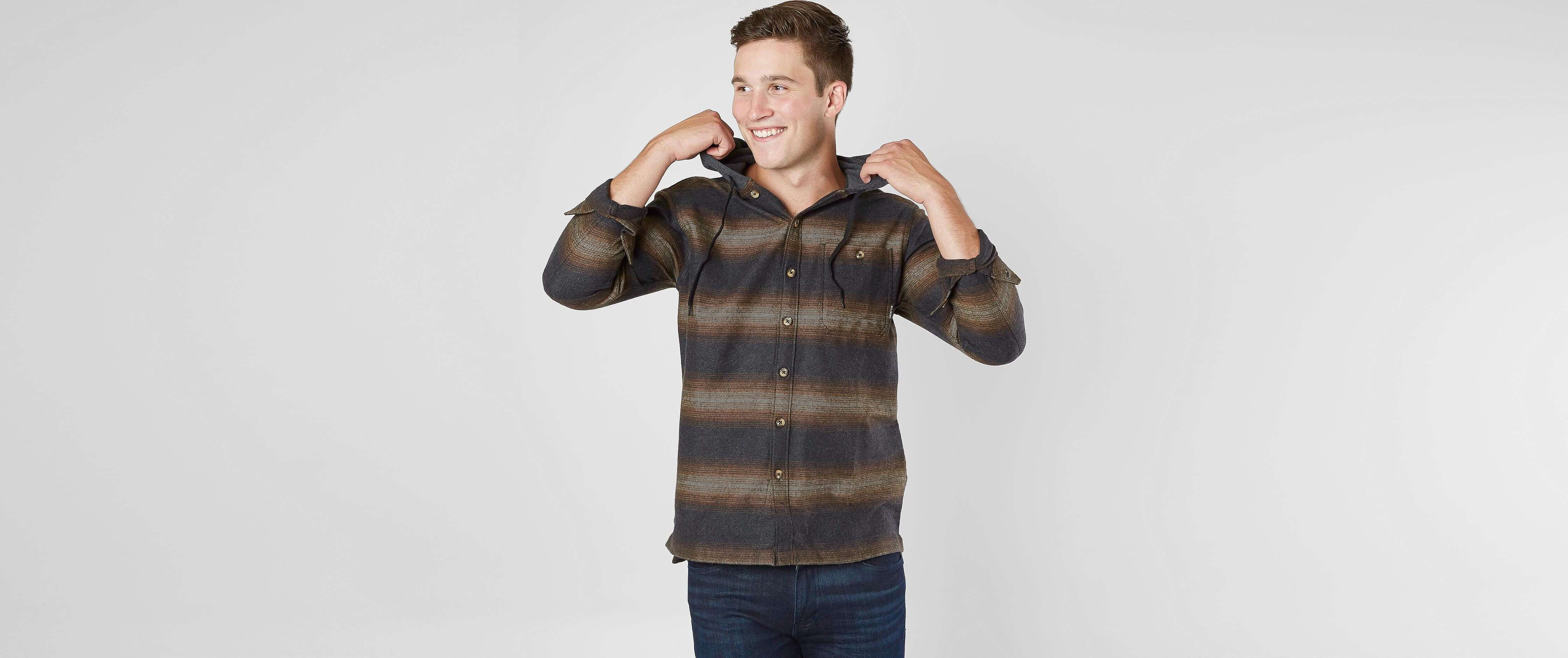 Billabong Baja Hooded Flannel Shirt Men's Shirts in Black Buckle