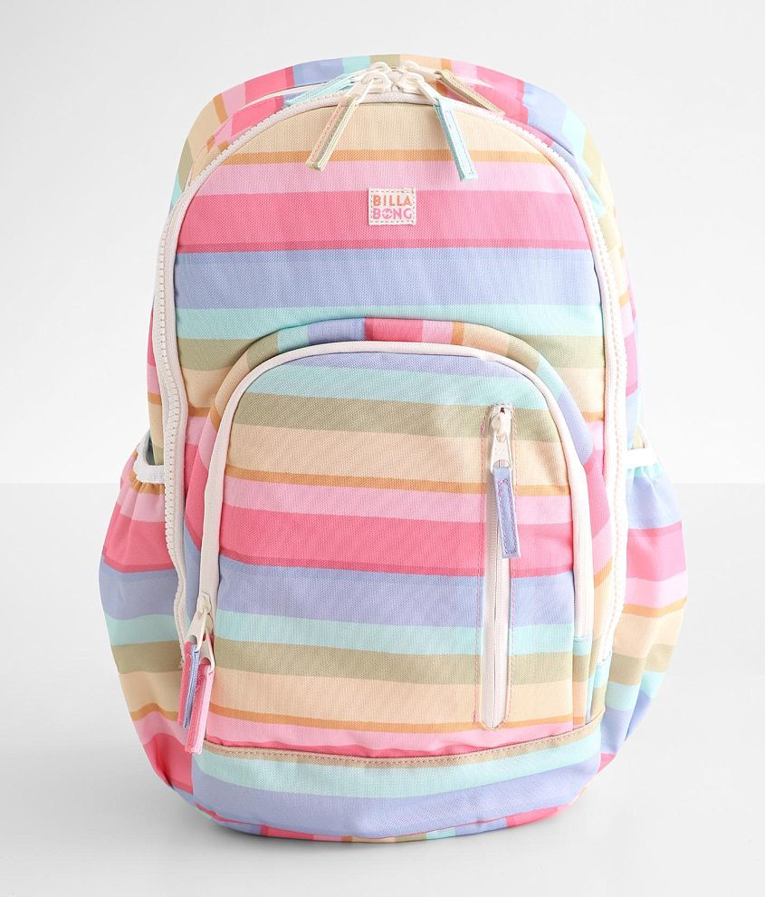 Girls Billabong Roadie Jr. Striped Backpack Girl s Bags Wallets in Hot Coral Buckle