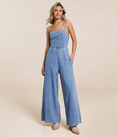 By Together Denim Jumpsuit front view