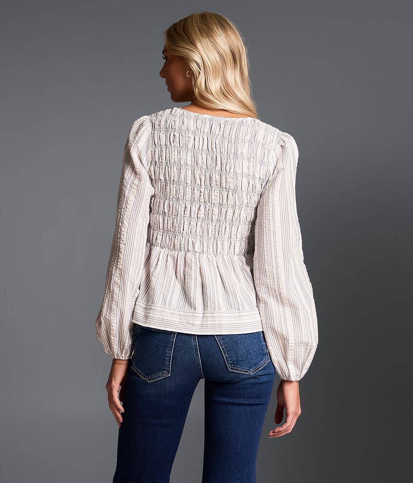 Refined Edit - Striped Peplum Top