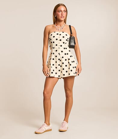 Polka Dot Strapless Romper thumbnail 2