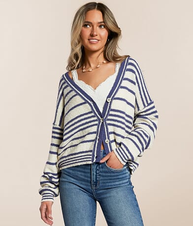 By Together Striped Cardigan Sweater front view