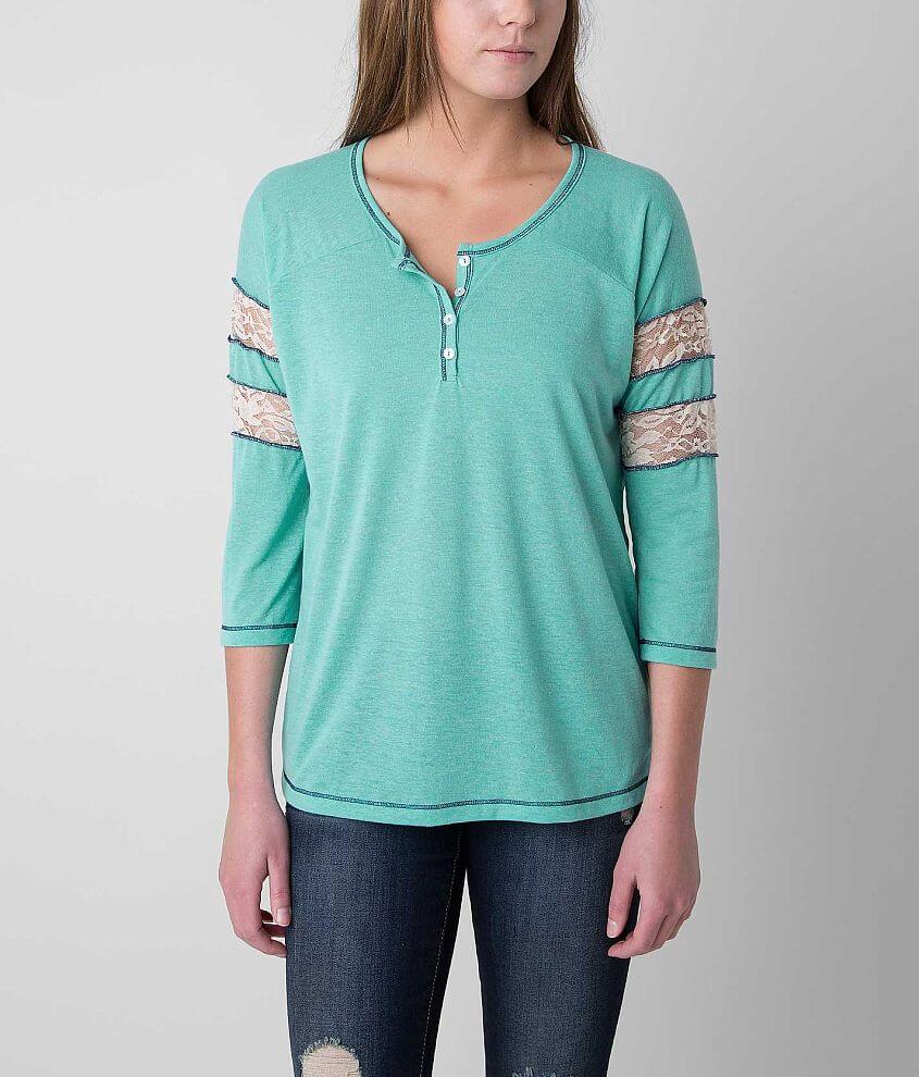 BKE Heathered Henley Top front view