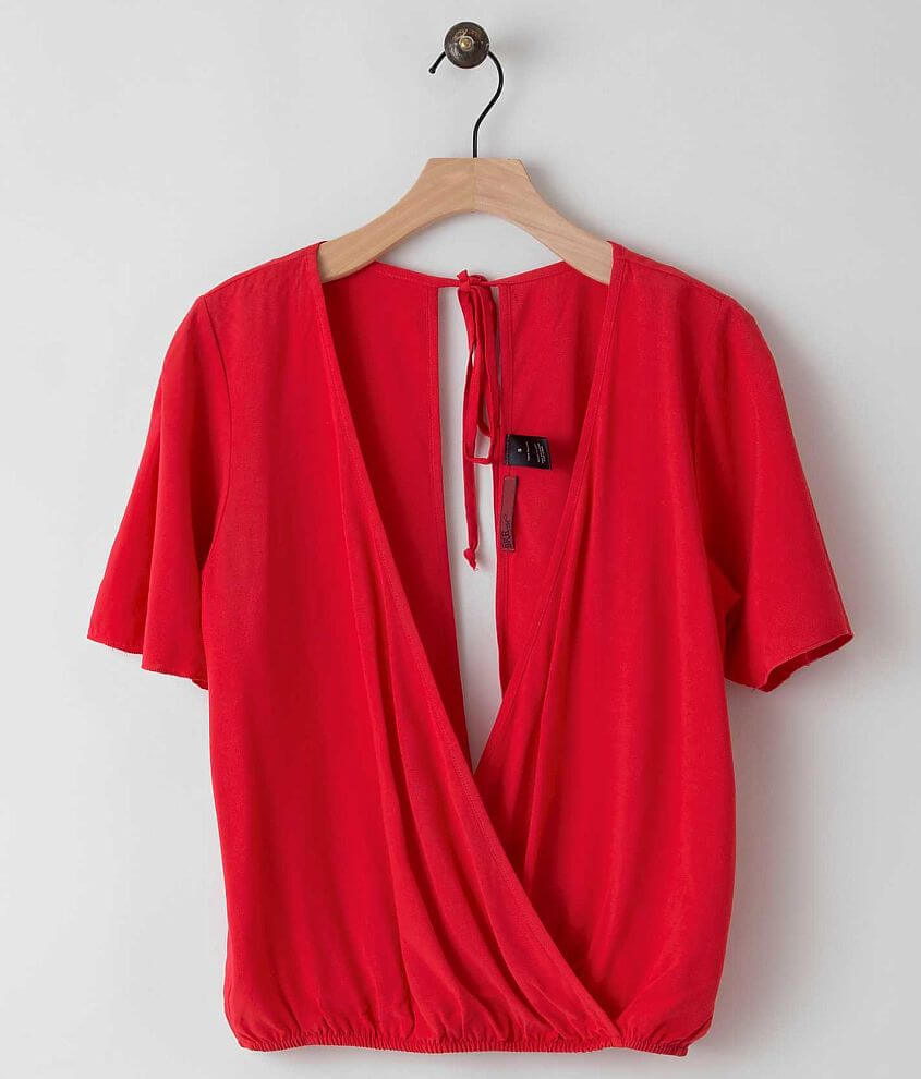 red by BKE Surplice Top front view