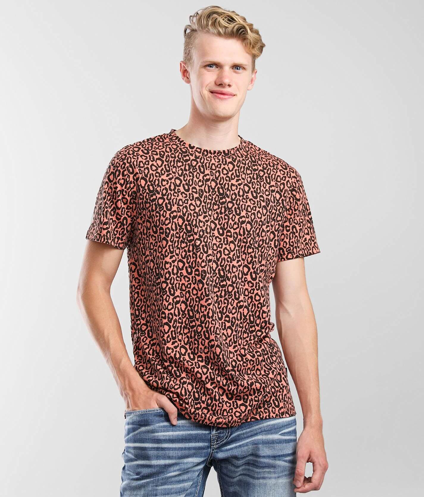 Mens leopard cheap print t shirt