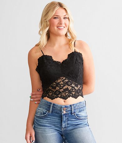 BKEssentials Floral Lace Full Coverage Bralette - Women's Bandeaus/Bralettes  in Deep Taupe