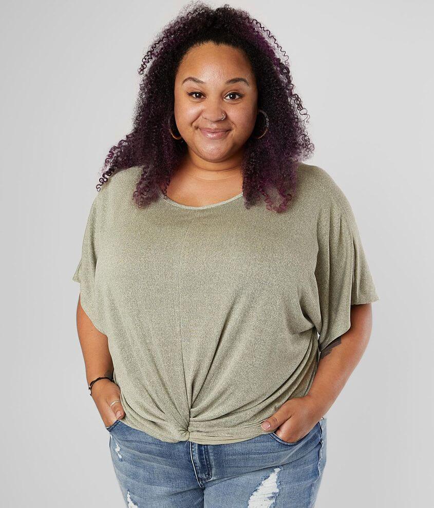 Daytrip Twisted Hem Dolman Top - Plus Size Only front view
