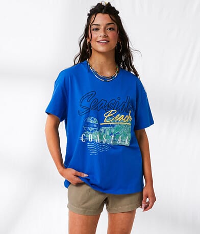 33 Coastal Seaside Beach Oversized T-Shirt full left side view