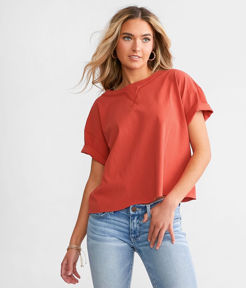 BKE Washed Boxy Cropped T-Shirt