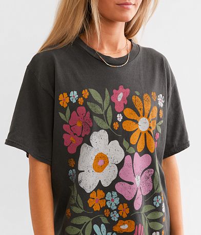 The Vinyl Icons Abstract Flowers Oversized T-Shirt MISC_DETAIL_1