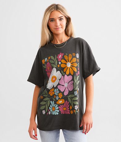 The Vinyl Icons Abstract Flowers Oversized T-Shirt FULL_RIGHT_SIDE