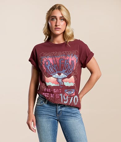 Cactus & Pearl Pink Floyd 1970 Band T-Shirt front view