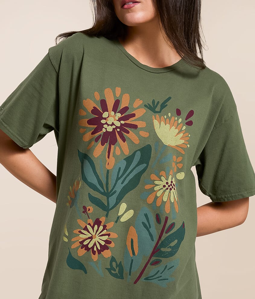 Floral Mums Oversized T-Shirt - thumbnail 4