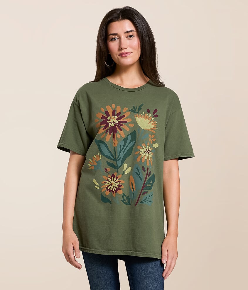 Floral Mums Oversized T-Shirt