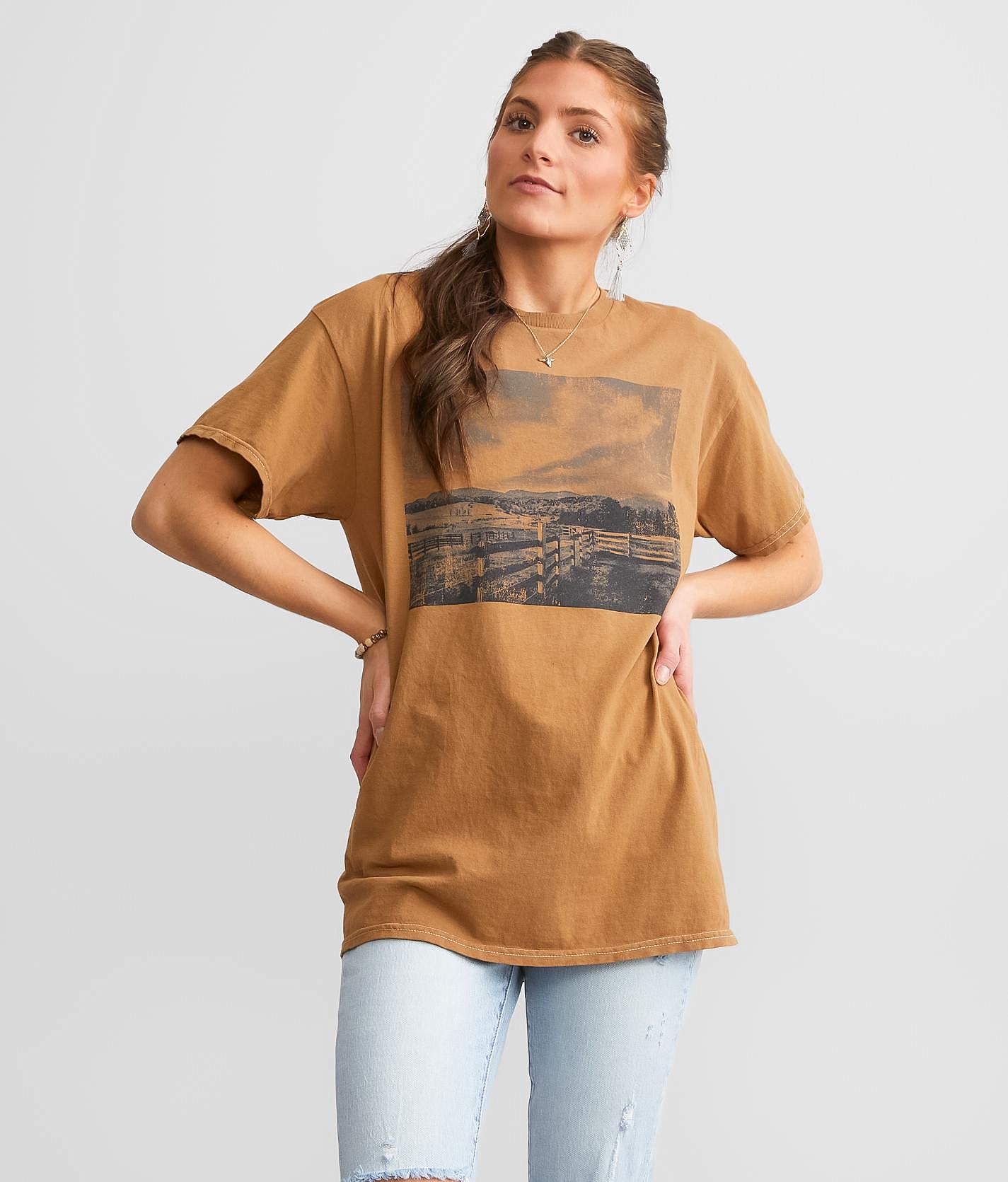 Western Desert Oversized Washed Graphic T-Shirt