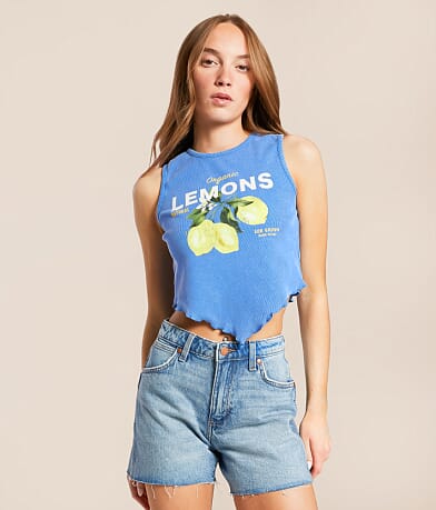 Modish Rebel Lemons Hanky Cropped Tank Top front view