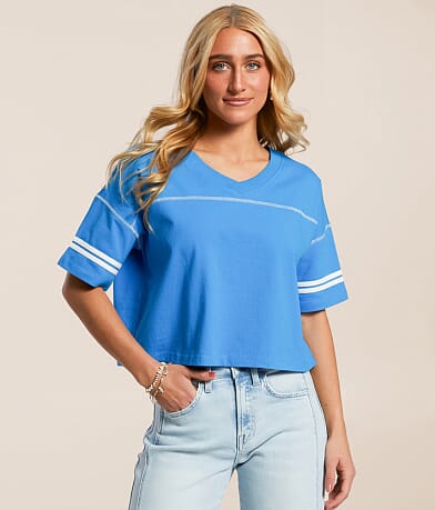 FITZ + EDDI Sport Stripe Cropped T-Shirt front view