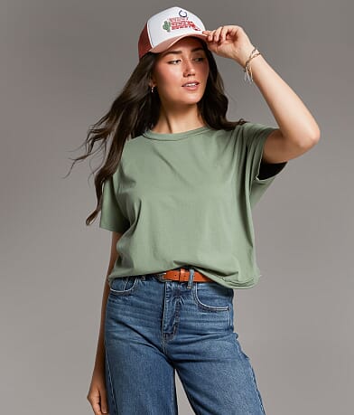 BKE Dolman Cropped T-Shirt front view