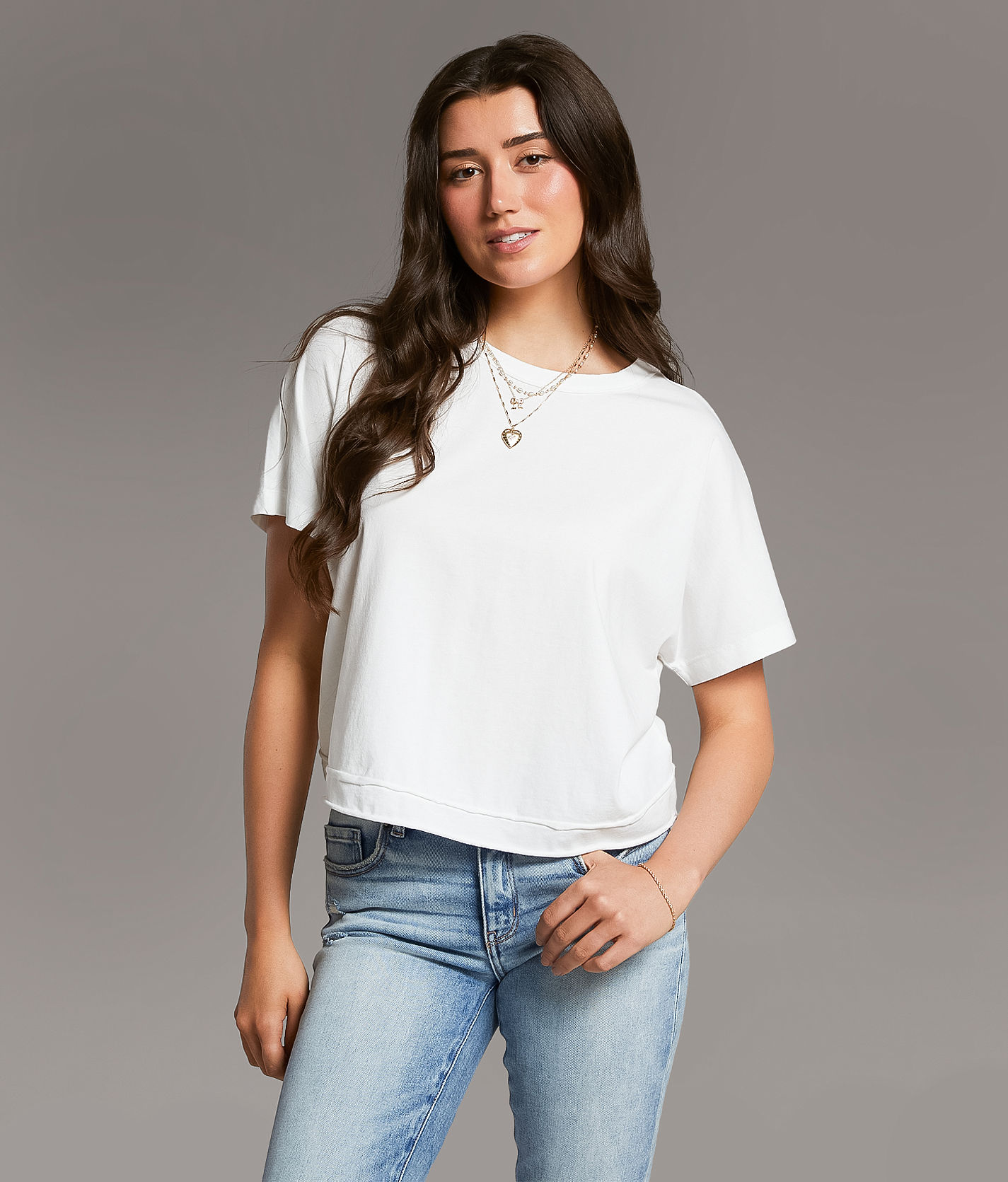 tシャツ SHEER COTTON  DOLMANSLEEVE TEE レディース BKE Dolman Cropped T-Shirt - Women's T-Shirts in White | Buckle