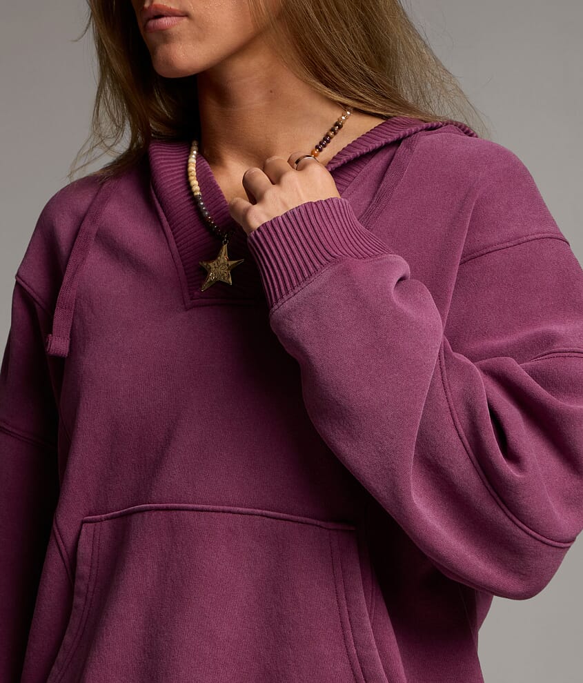 Ribbed Trim Hooded Sweatshirt