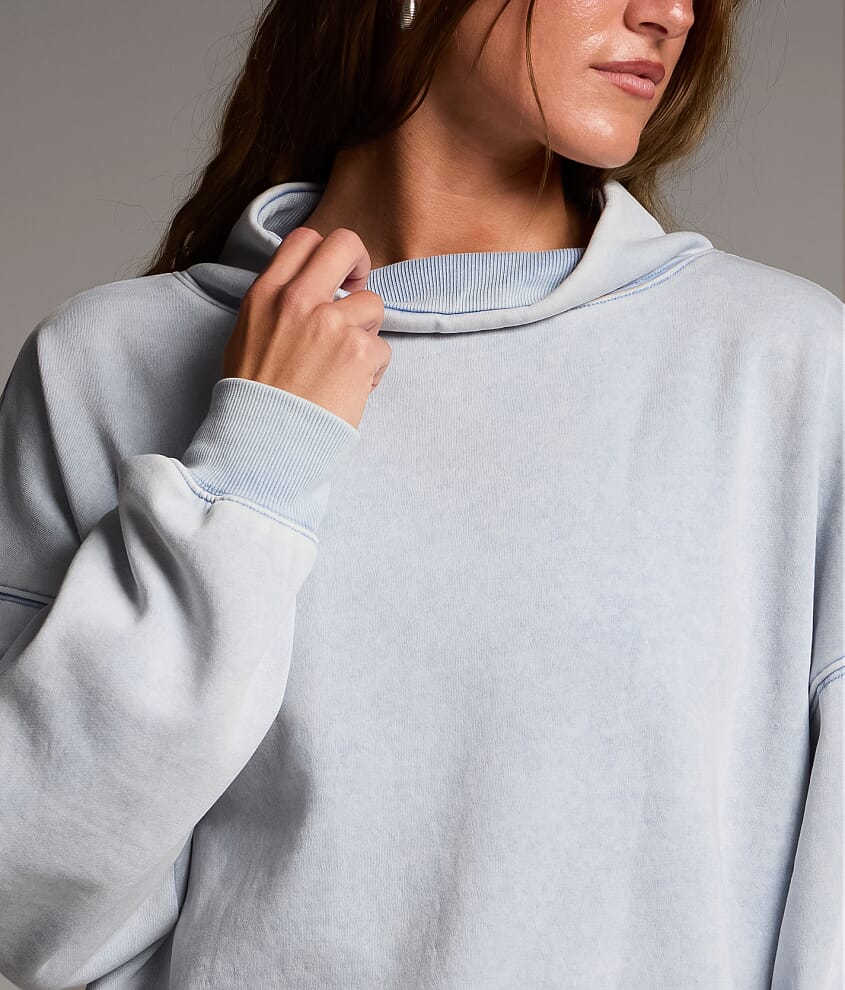 Washed Mock Neck Pullover