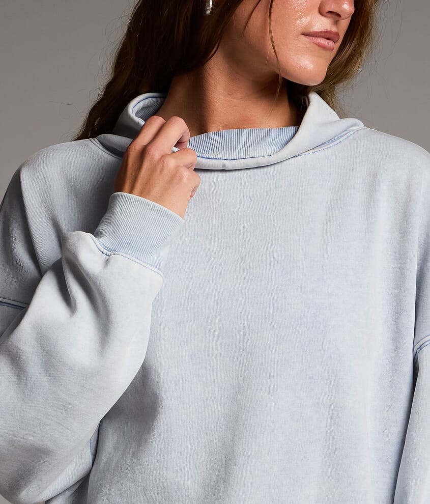 Washed Mock Neck Pullover