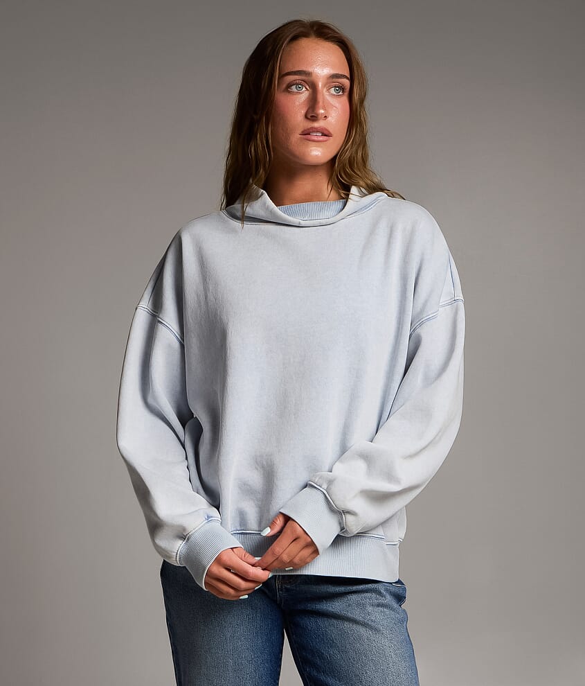 Washed Mock Neck Pullover
