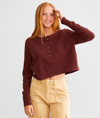 FITZ + EDDI Waffle Knit Henley front view