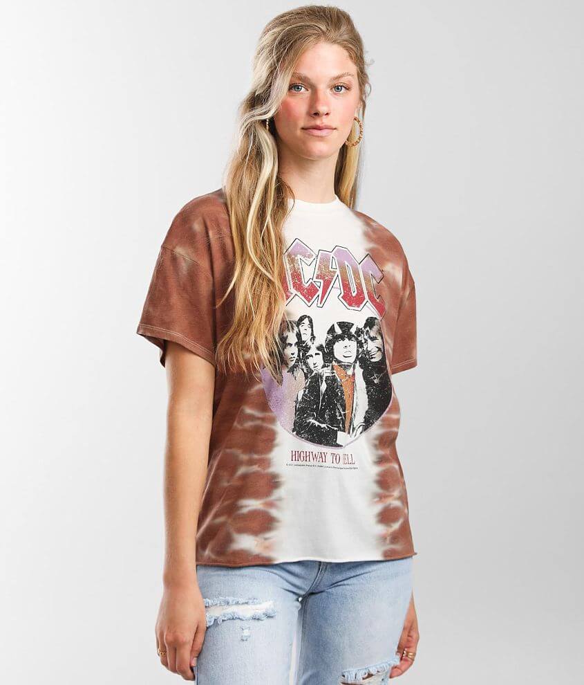 The Vinyl Icons AC/DC Band T-Shirt - Women's T-Shirts in Mocha Tie Dye ...