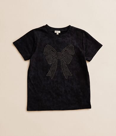 Girls - Rhinestone Bow T-Shirt