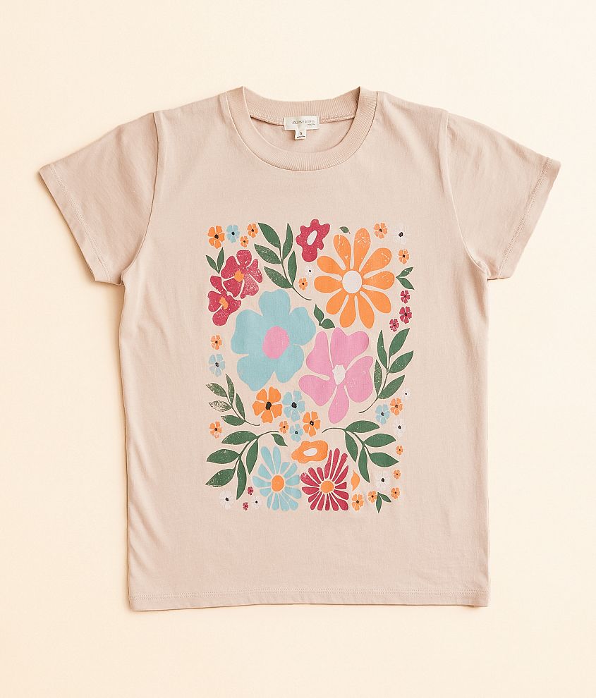 Girls - Modish Rebel Floral Foliage T-Shirt front view