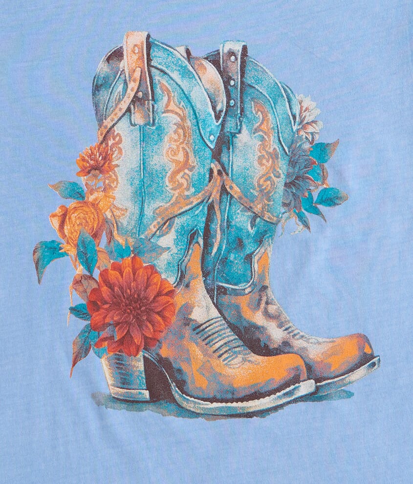 Girls - Floral & Boots T-Shirt