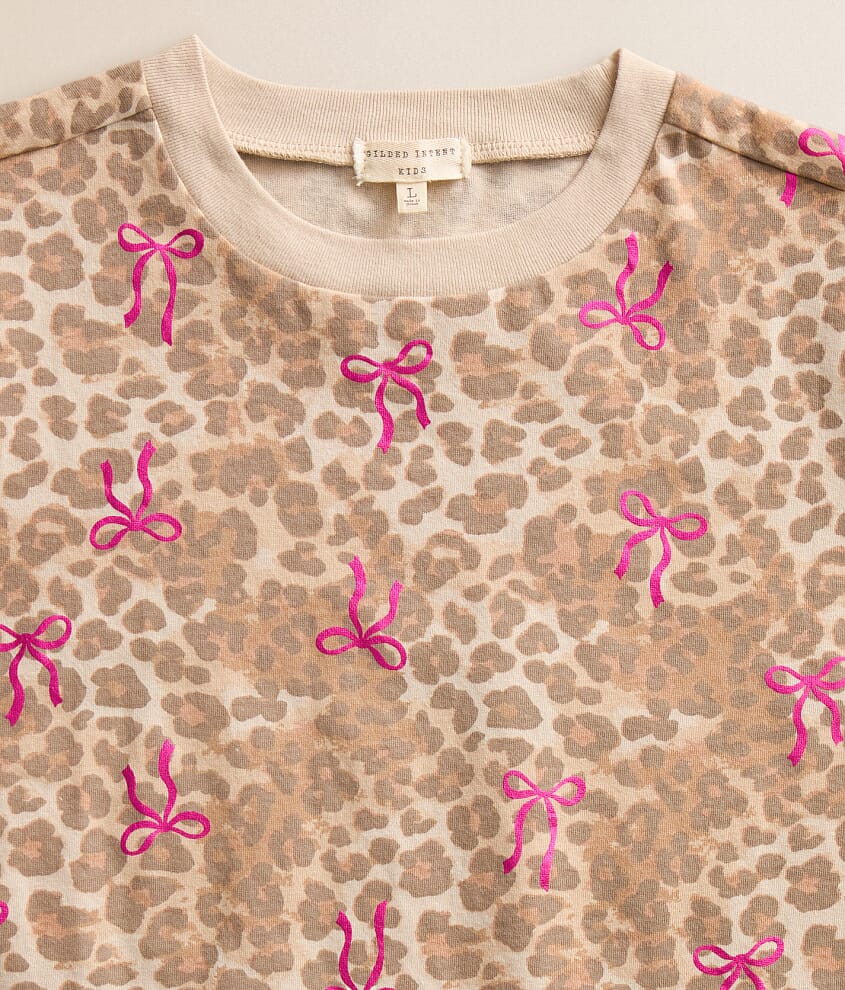 Girls - Foiled Bow Cheetah T-Shirt