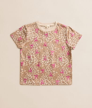 Girls - Foiled Bow Cheetah T-Shirt