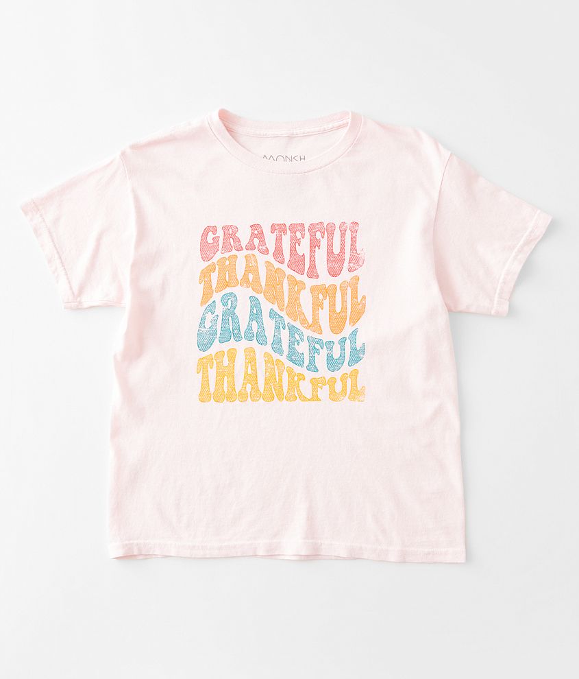 Girls - Modish Rebel Grateful Thankful T-Shirt front view