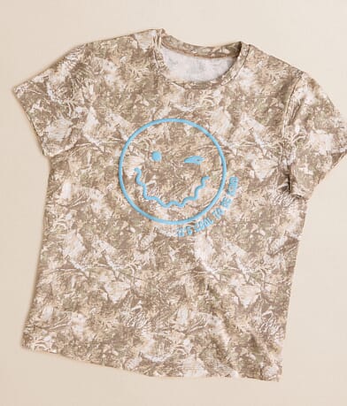 Modish Rebel Girls - Wavy Smiley Camo T-Shirt front view