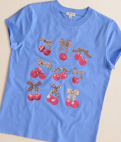 Modish Rebel Girls - Cherries & Bows Oversized T-Shirt front view