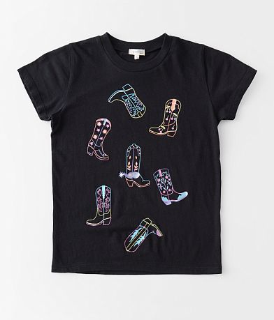 Modish Rebel Girls - Cowgirl Boots T-Shirt front view