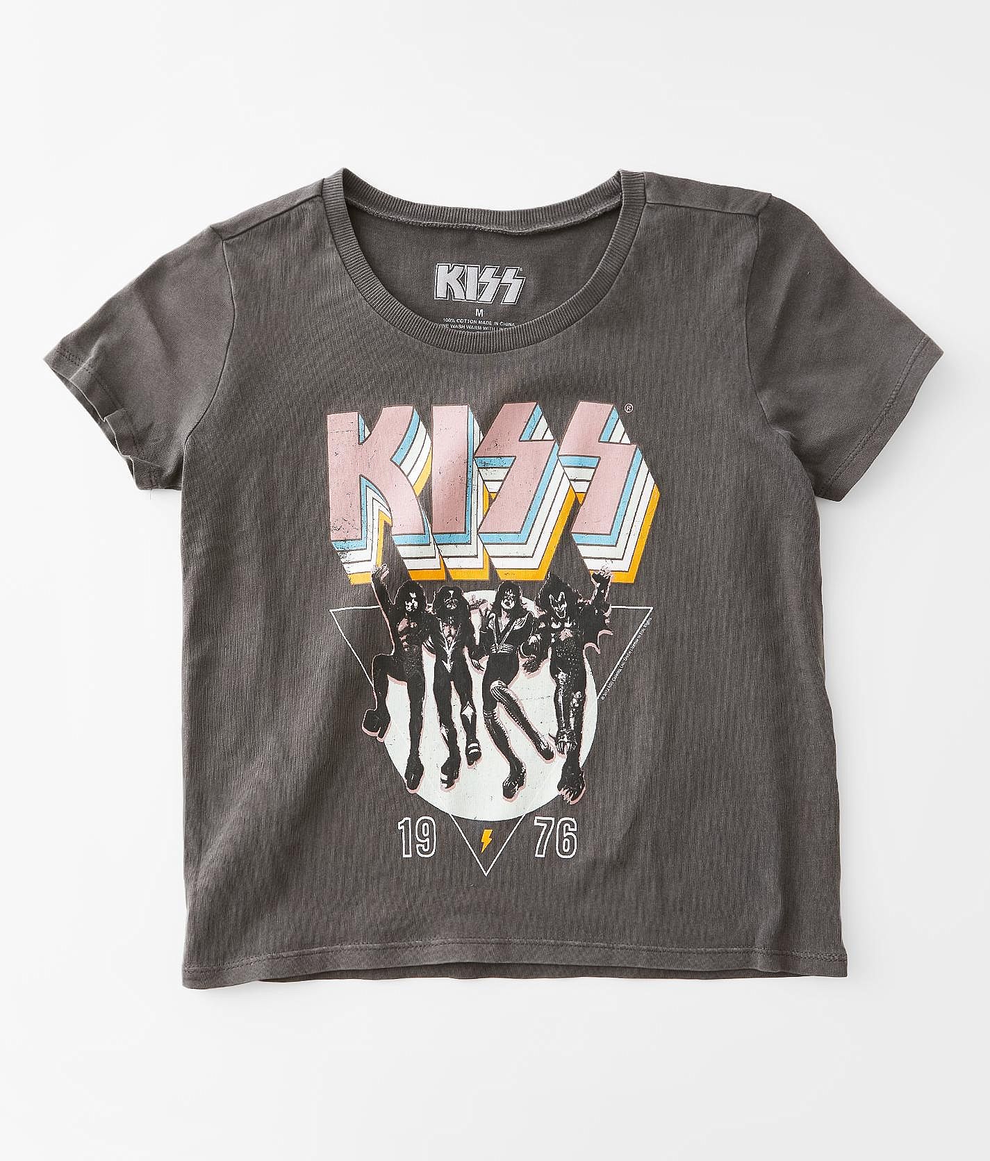 Girls - KISS 1976 Band T-Shirt - Girl's T-Shirts in Washed Black 