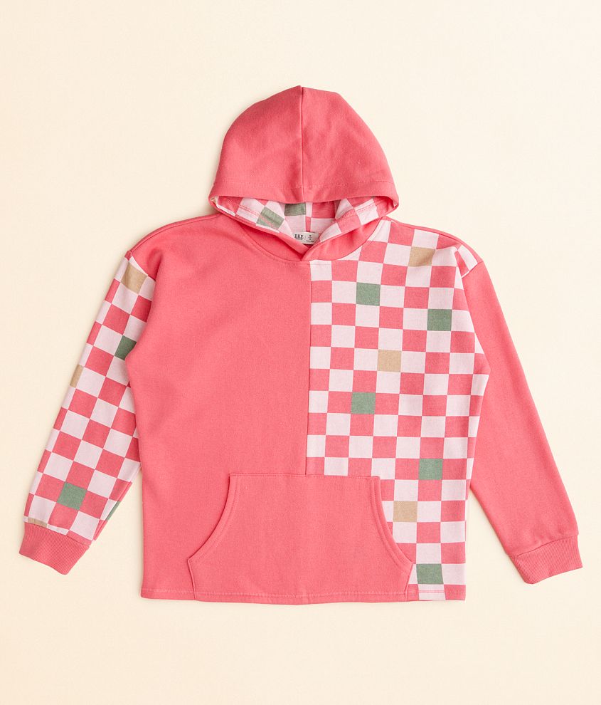 Girls - BKE Checker Hooded Sweatshirt front view