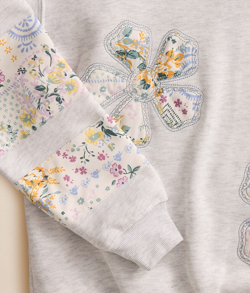 Girls - Floral Patch Hooded Sweatshirt