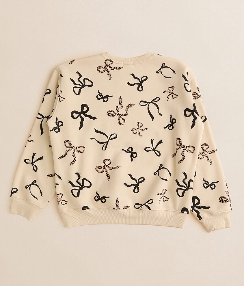 Girls - Rhinestone Cheetah Bow Pullover